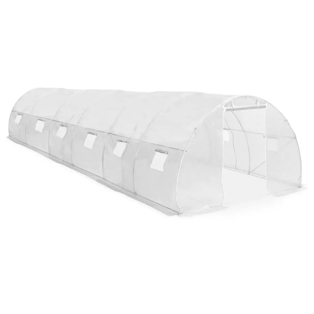 Greenhouse 27 m² PE Mesh Fabric 900x300x200 cm White Galvanised Steel Frame
