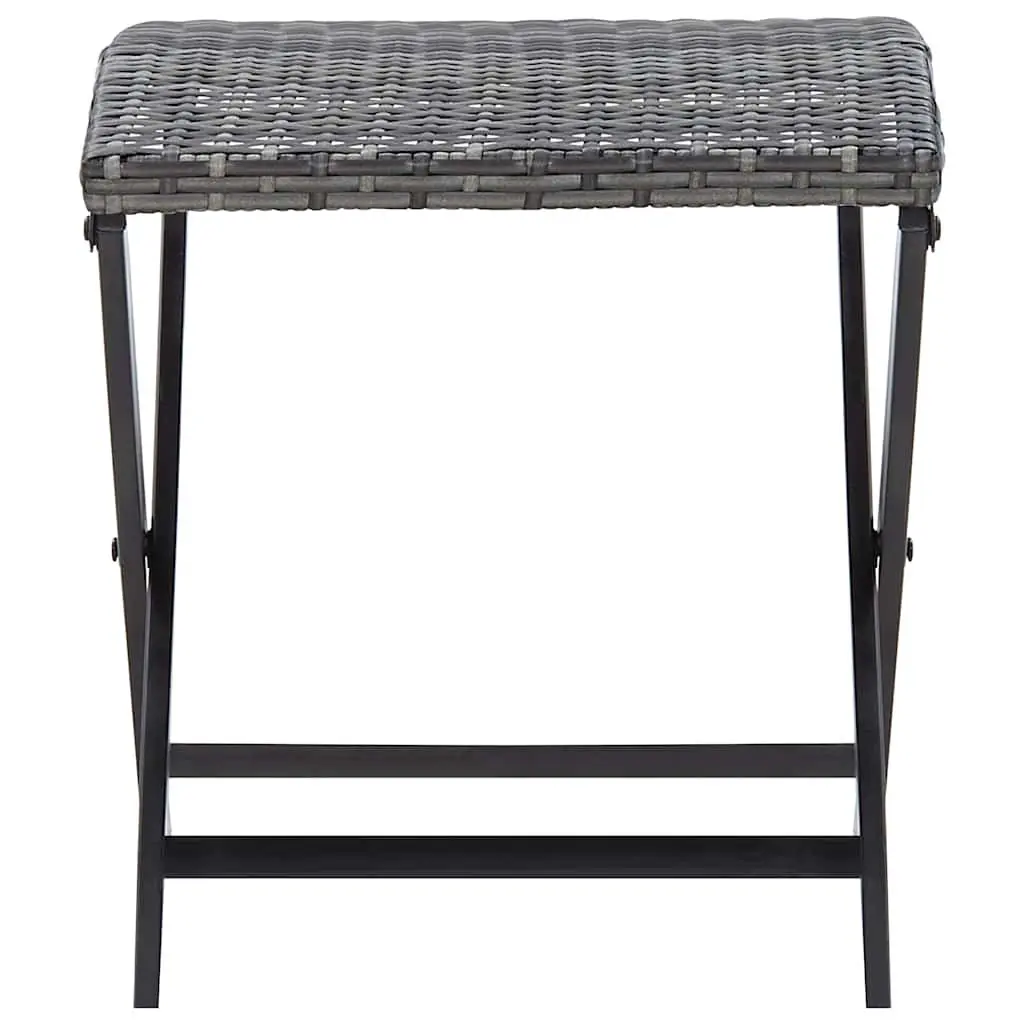 Folding Stool Outdoor Footrest Lightweight Portable Grey Rattan Seat