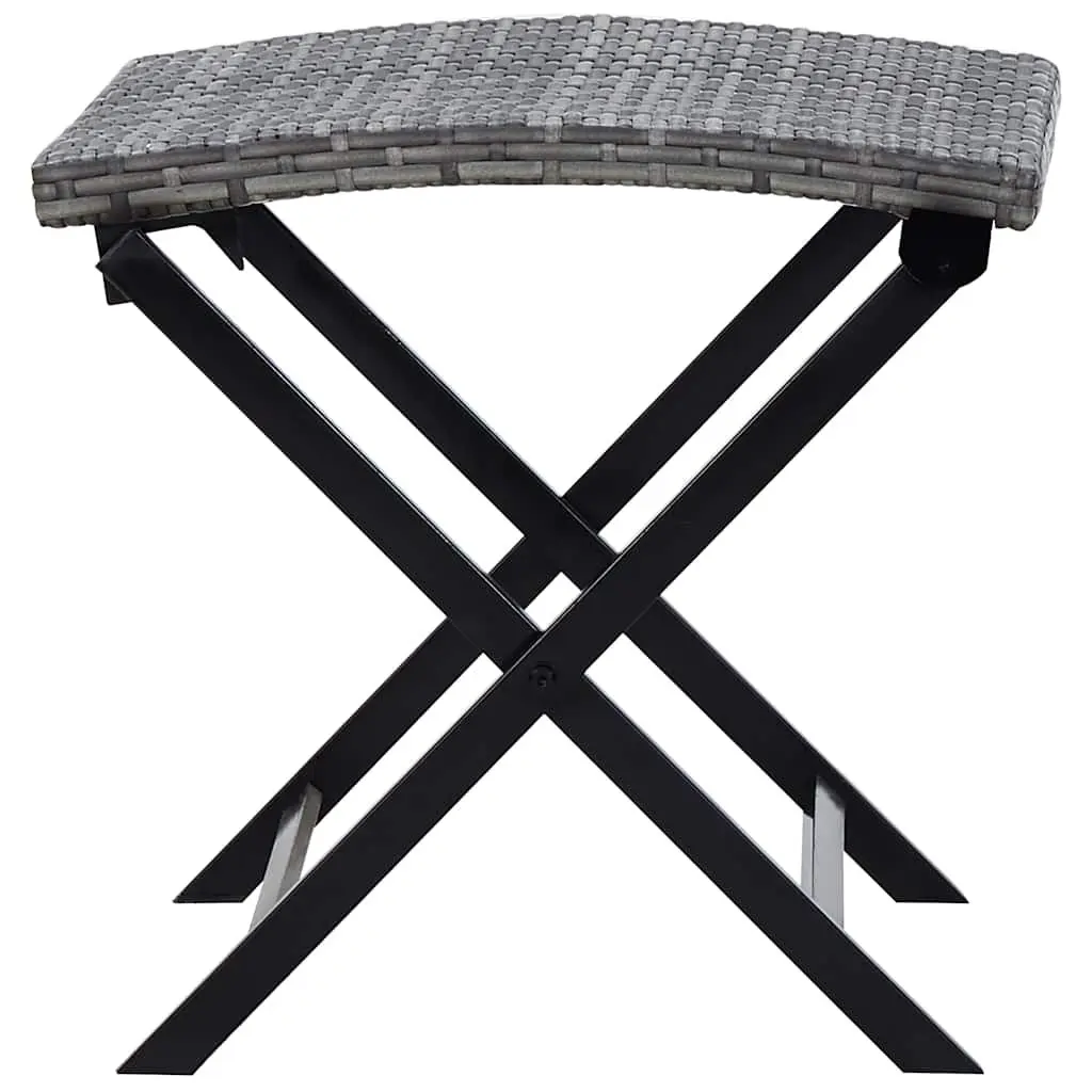 Folding Stool Outdoor Footrest Lightweight Portable Grey Rattan Seat