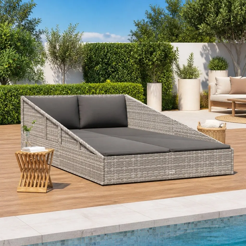2-Person Garden Daybed in Weather-Resistant Grey