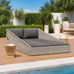 Comfortable 2-Person Garden Daybed in Weather-Resistant Grey