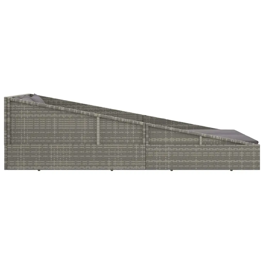 Outdoor Daybed 2-Person Garden Lounger 110x200cm Grey Rattan