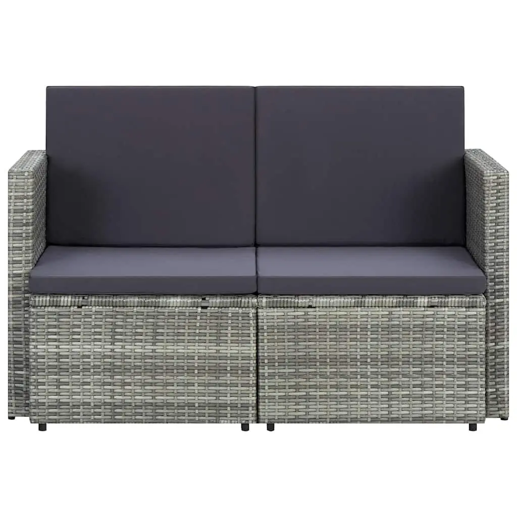 Grey 2 Seater Garden Sofa with Cushions
