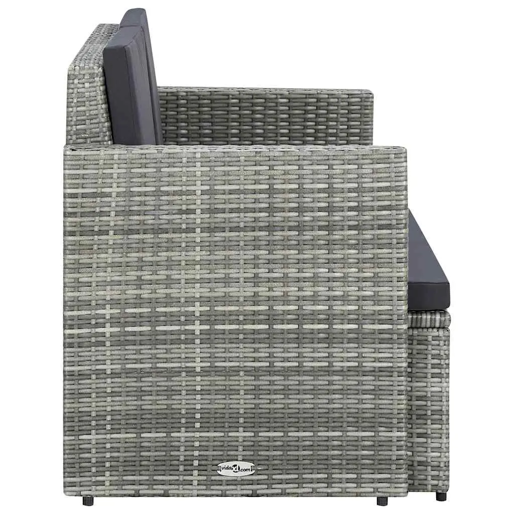 Grey 2 Seater Garden Sofa with Cushions