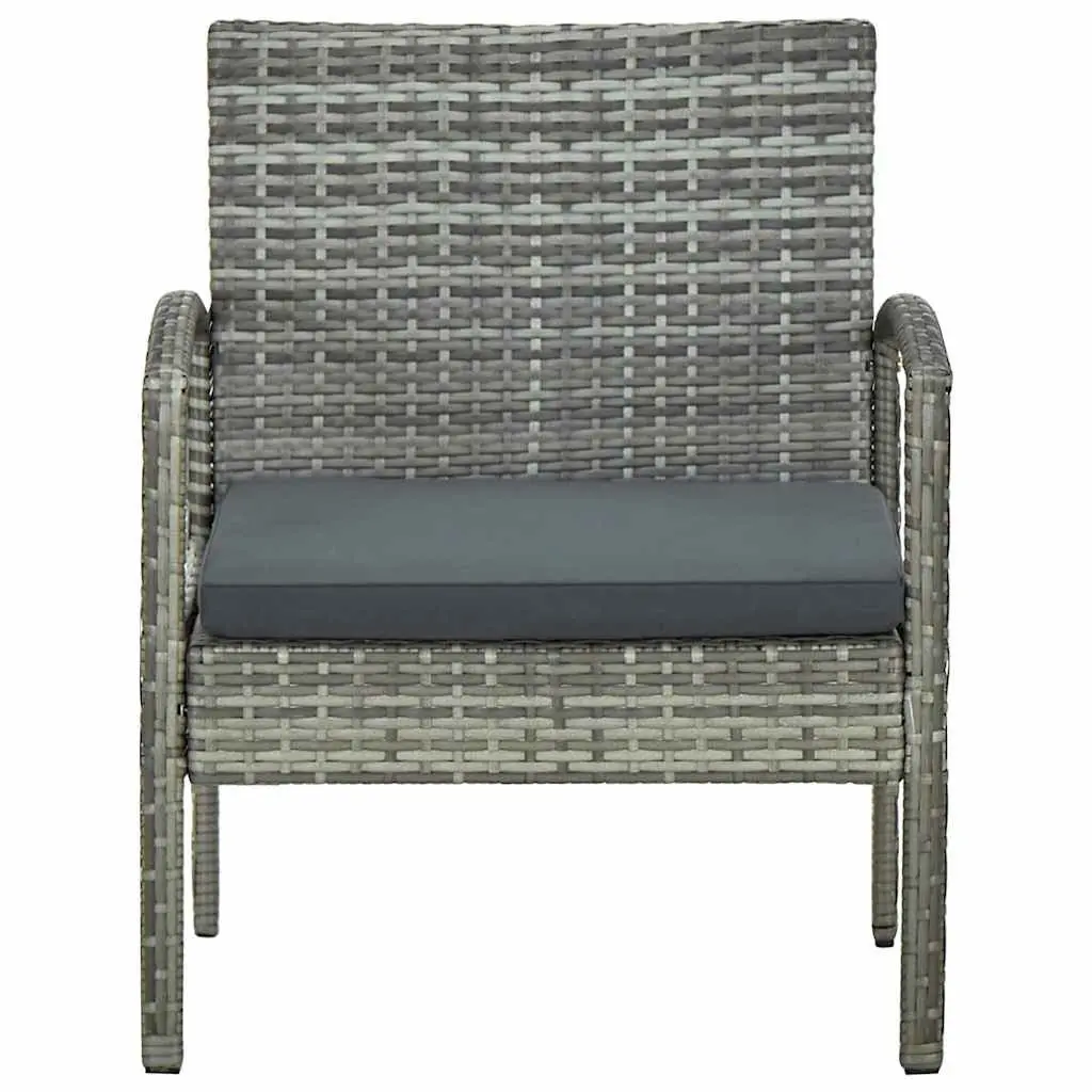 Outdoor Garden Chair Grey Poly Rattan Armchair with Padded Seat Cushion Patio