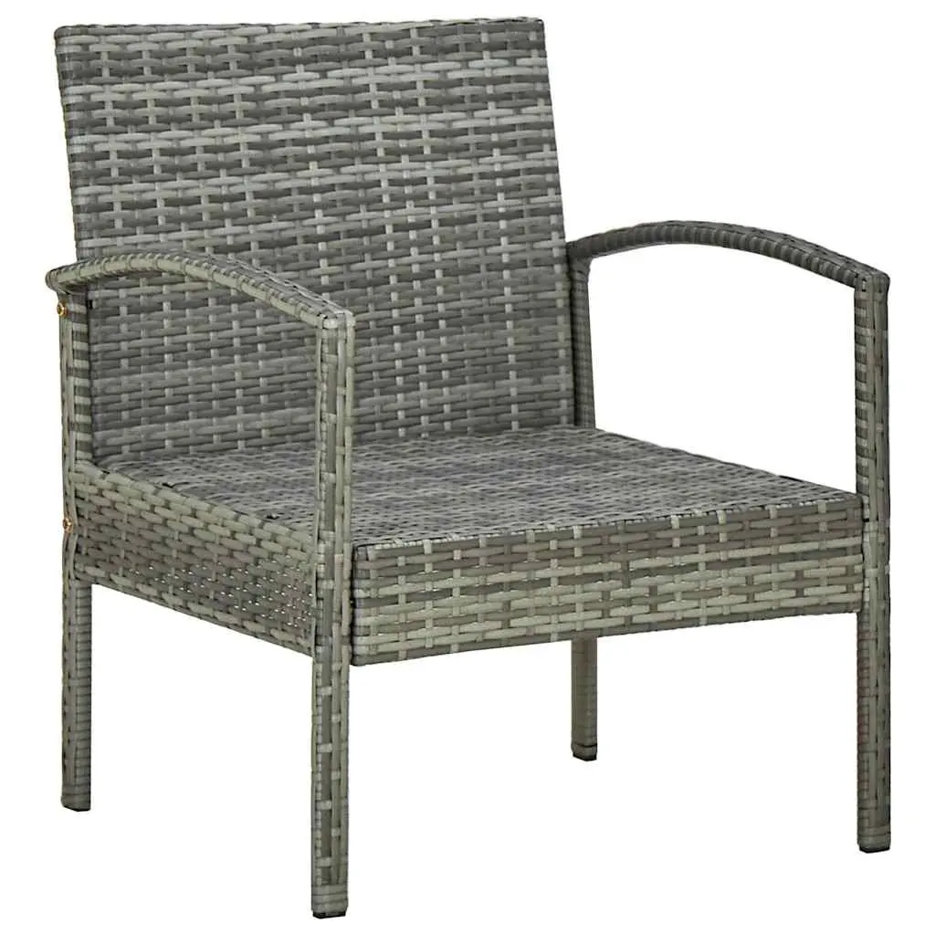 Outdoor Garden Chair Grey Poly Rattan Armchair with Padded Seat Cushion Patio