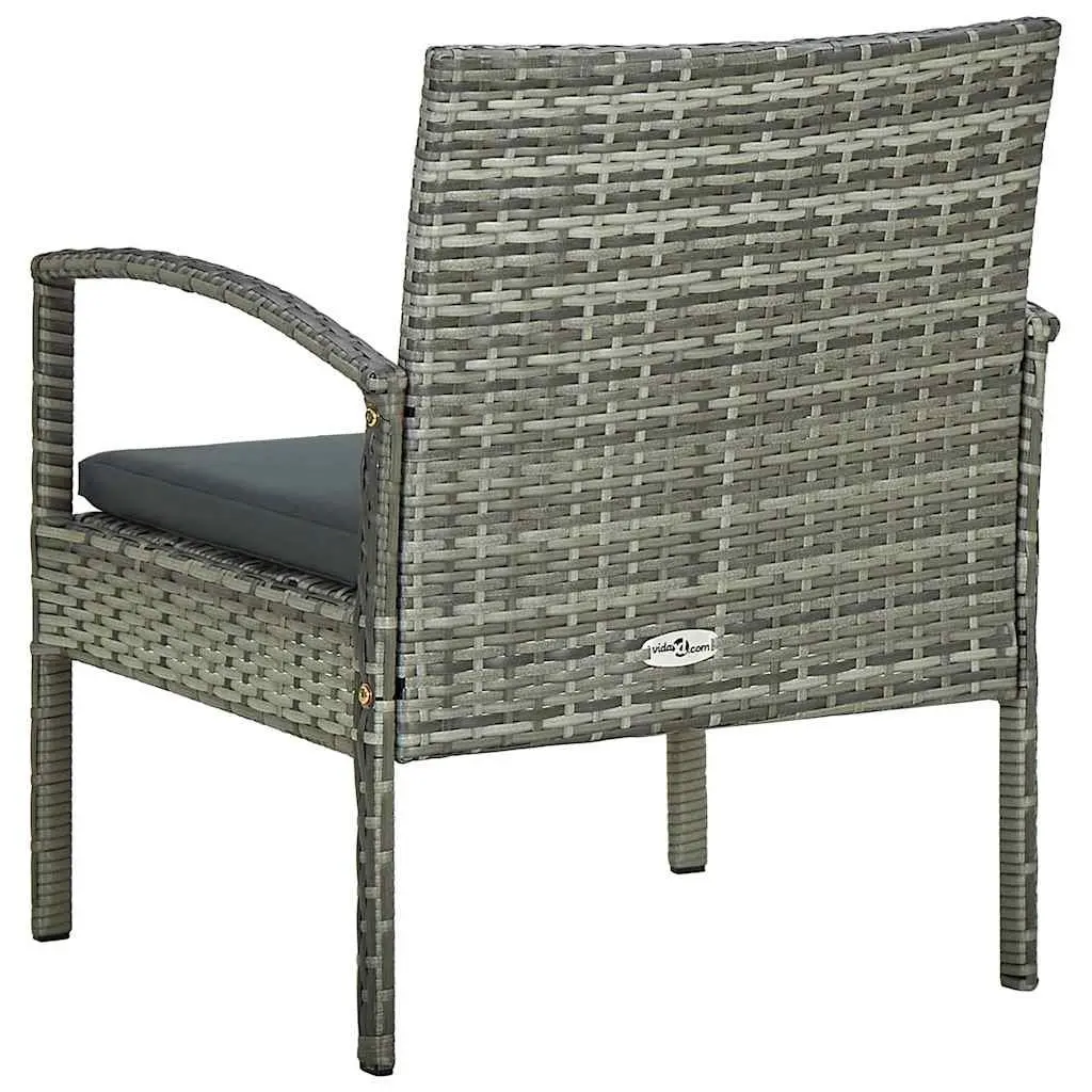 Outdoor Garden Chair Grey Poly Rattan Armchair with Padded Seat Cushion Patio