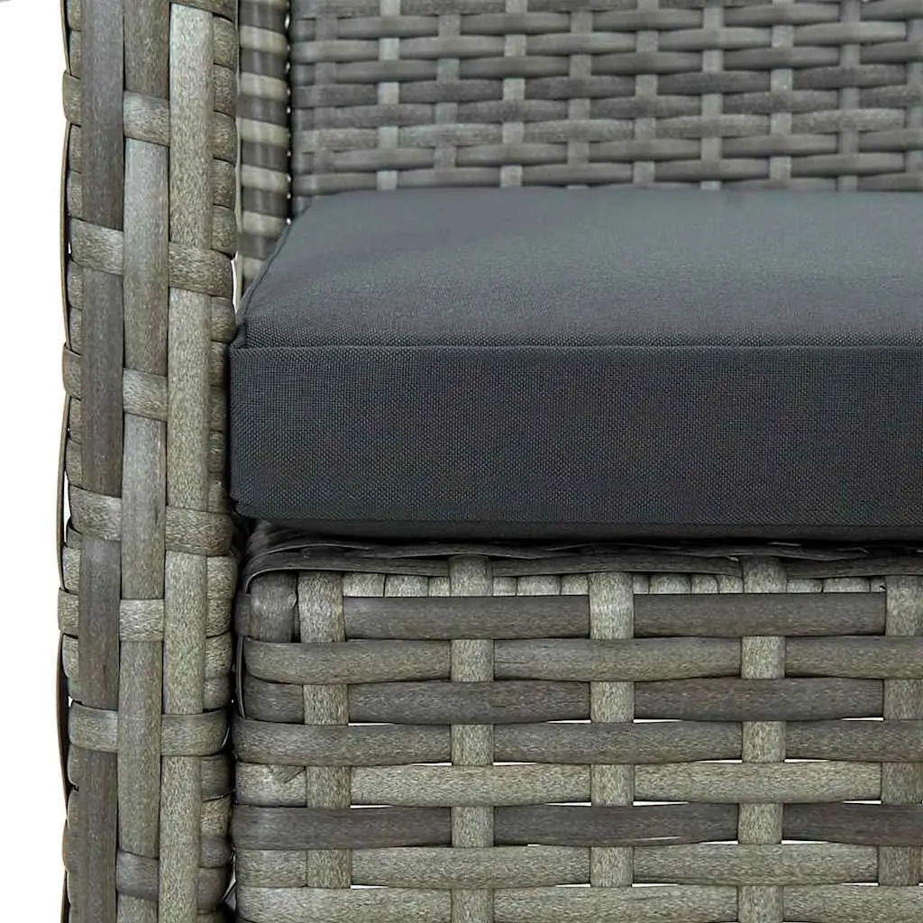 Outdoor Garden Chair Grey Poly Rattan Armchair with Padded Seat Cushion Patio