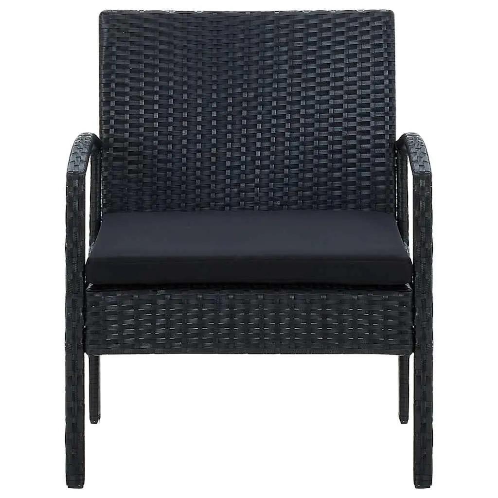 Garden Chair PE Rattan Black with Cushion Outdoor Seating Durable Patio Armchair