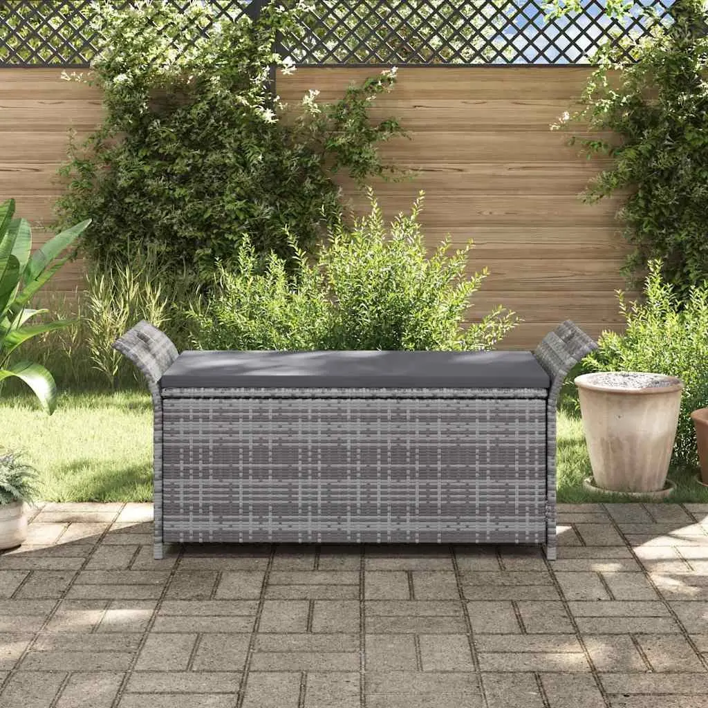 Outdoor Storage Bench Grey 138cm Garden Rattan Seating Box