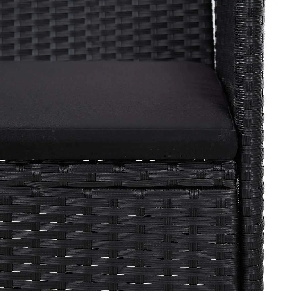 Outdoor Rattan Sofa Set 4 Piece with Cushions Black Weather Resistant for Garden Patio Balconies