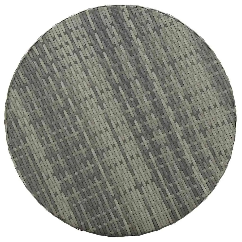 Outdoor Garden Table Grey Round Poly Rattan Patio Furniture Steel Frame