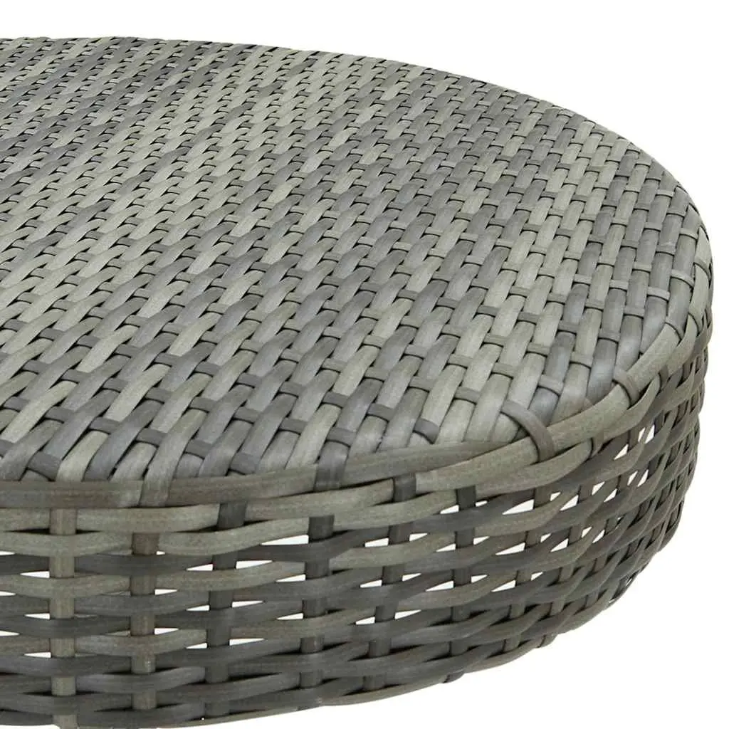 Outdoor Garden Table Grey Round Poly Rattan Patio Furniture Steel Frame
