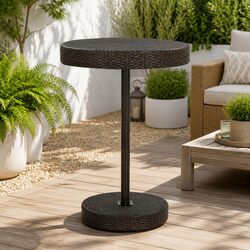 Reliable Brown Poly Rattan Garden Table for Outdoor Use