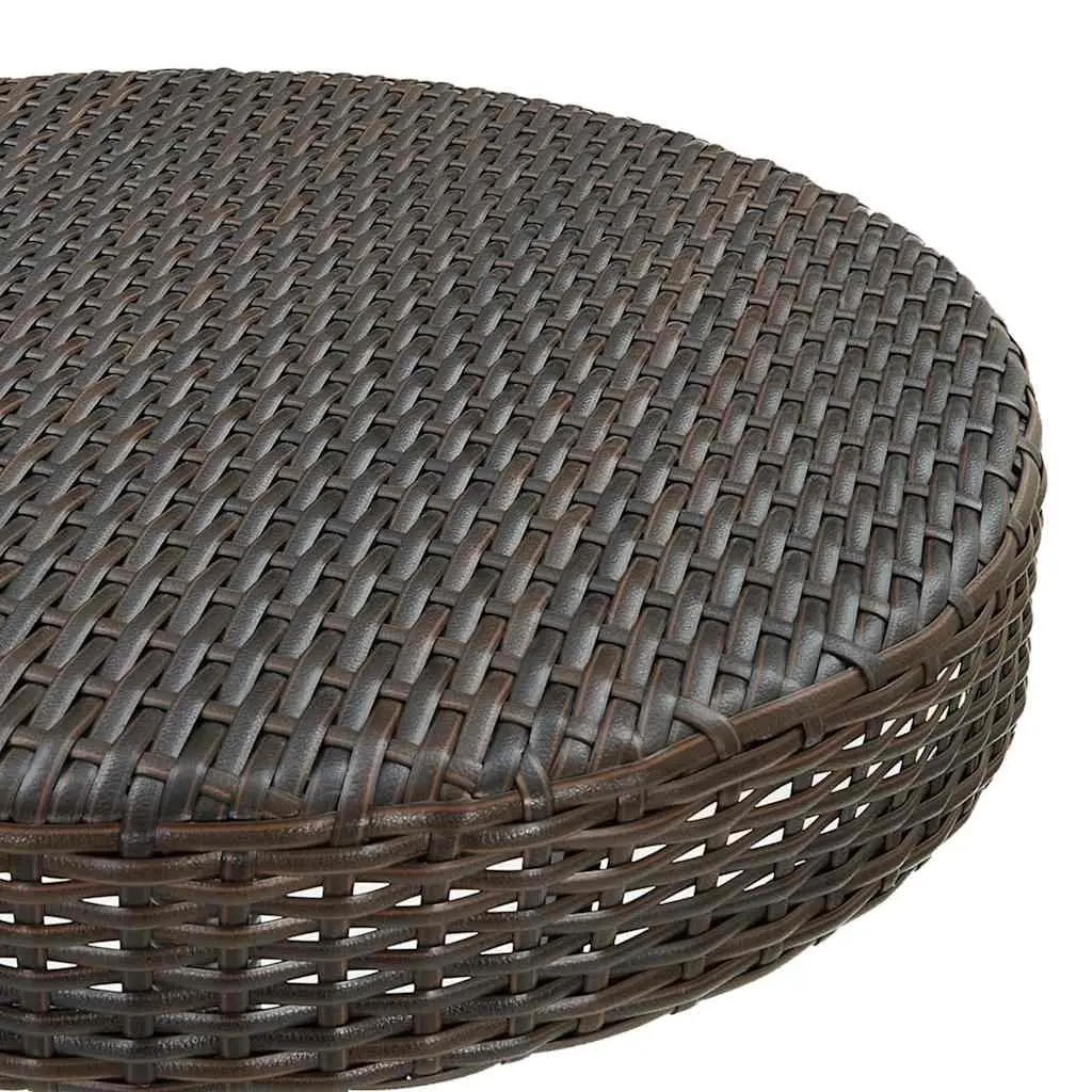 Outdoor Garden Table Round Brown Poly Rattan Patio Furniture Steel Frame 75.5 x 106 cm