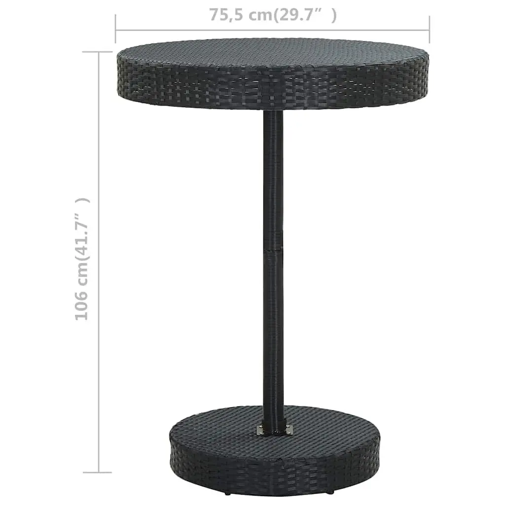 Outdoor Garden Table Round Dining Black Poly Rattan Steel Frame 75.5 x 106 cm