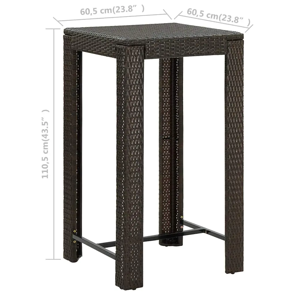 Brown Bar Table with Steel Frame 60.5cm