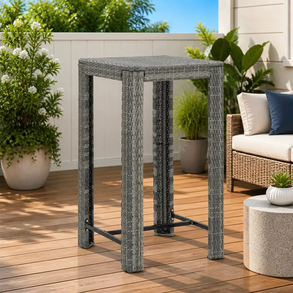 Outdoor Bar Table Grey 60.5x60.5x110.5 cm Garden Patio Furniture