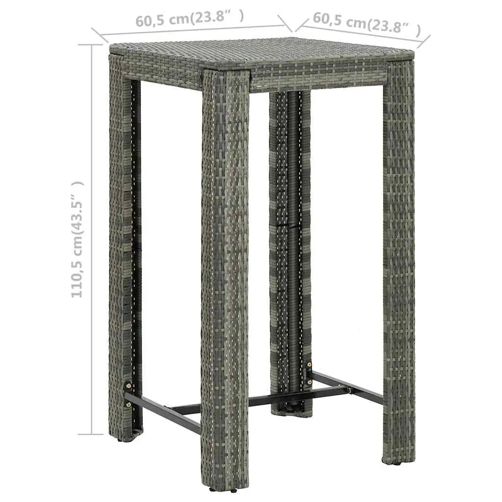 Outdoor Bar Table Grey 60.5x60.5x110.5 cm Garden Patio Furniture