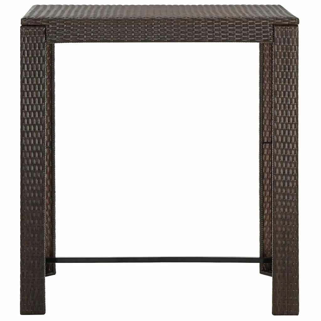 Outdoor Bar Table High Top 100cm x 60.5cm Brown Poly Rattan Garden Patio Furniture