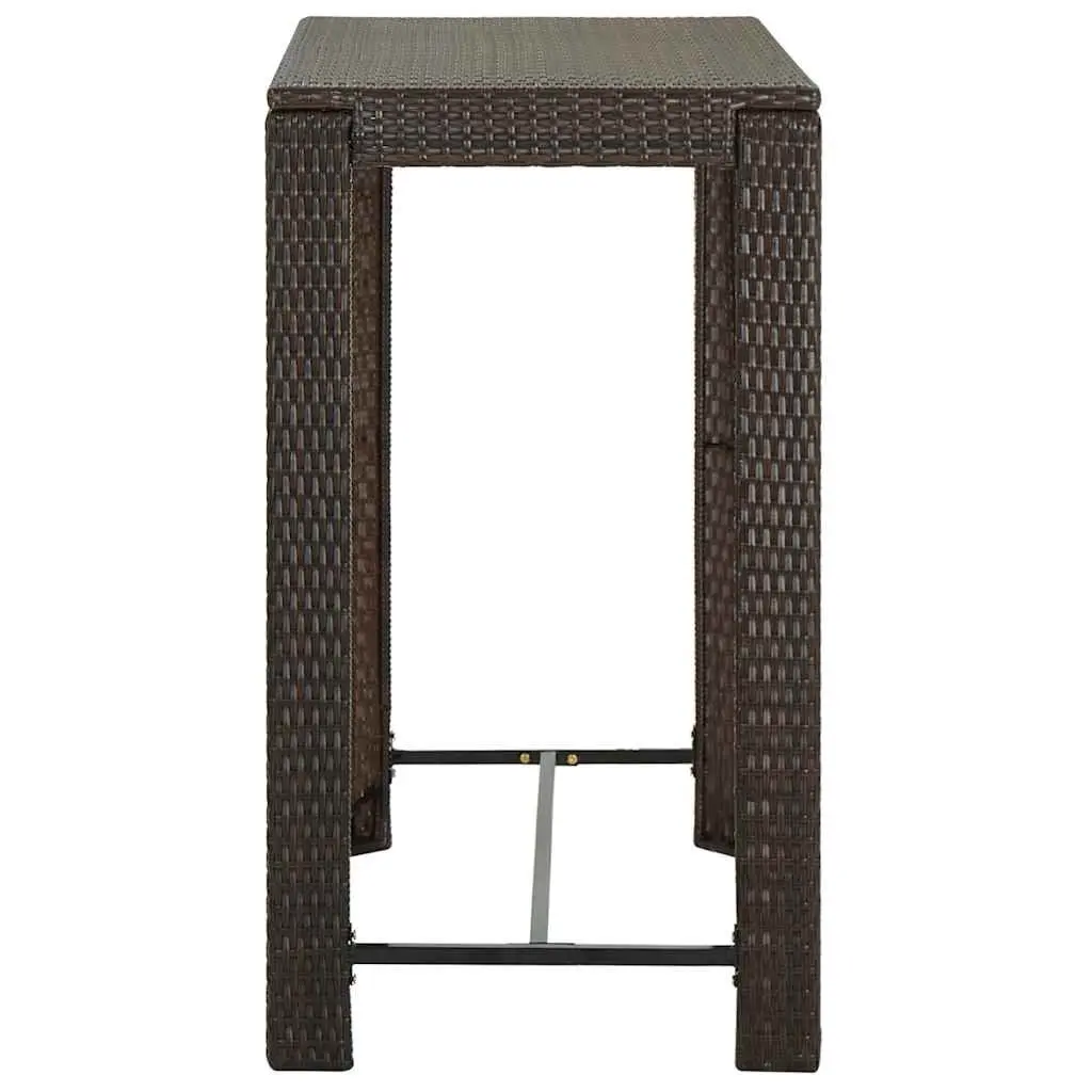 Outdoor Bar Table High Top 100cm x 60.5cm Brown Poly Rattan Garden Patio Furniture