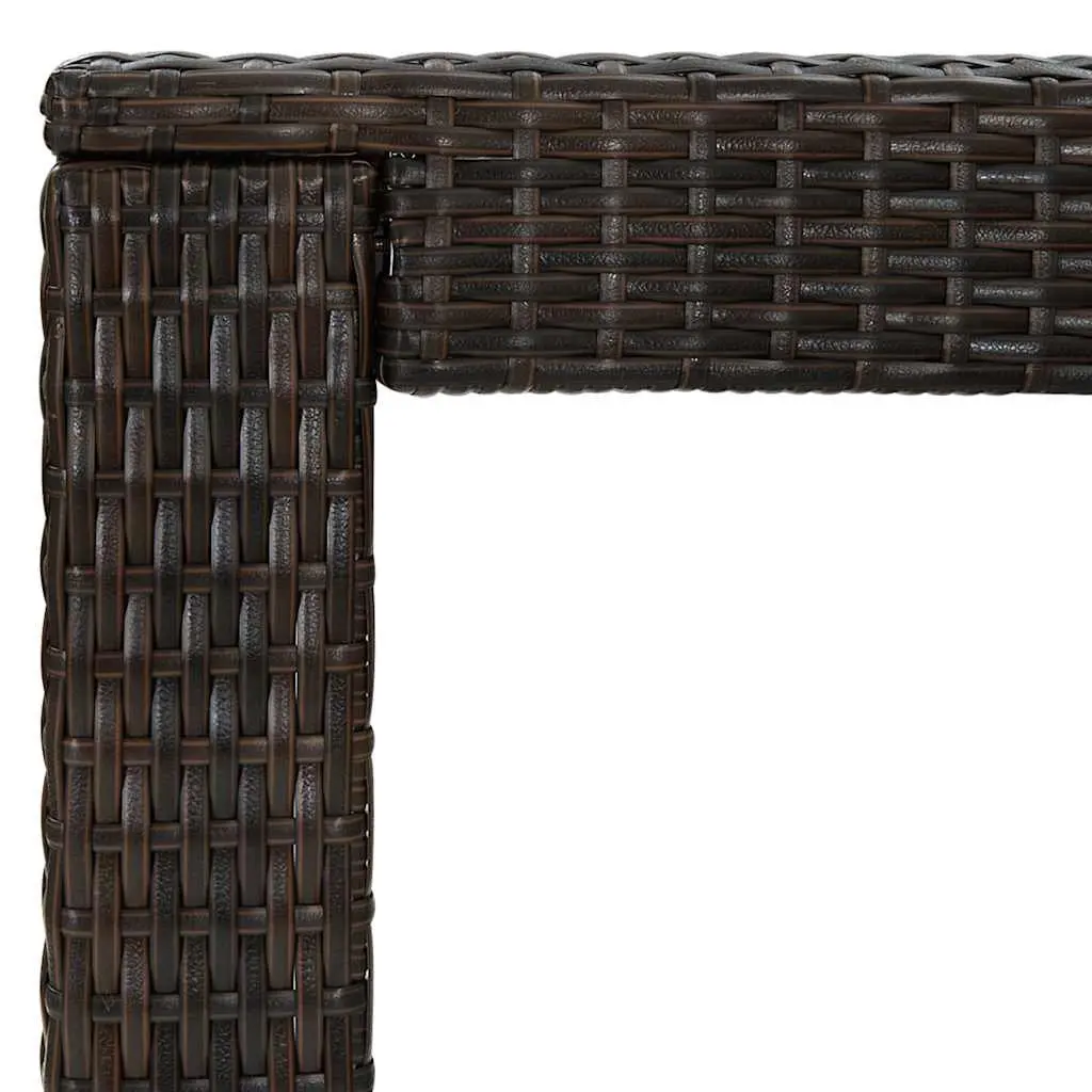 Outdoor Bar Table High Top 100cm x 60.5cm Brown Poly Rattan Garden Patio Furniture