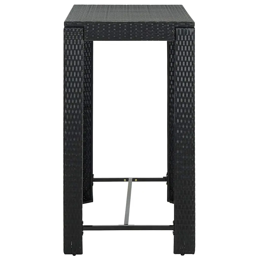 Bar Table Black Outdoor Garden Patio Furniture PE Rattan Steel Frame High Top