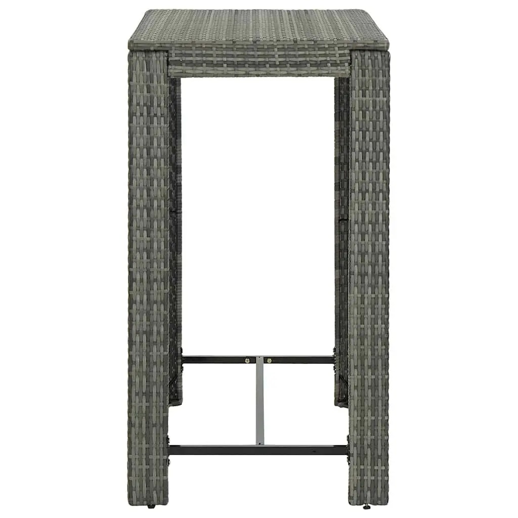 Bar Table Outdoor High Top Counter Height Grey Poly Rattan