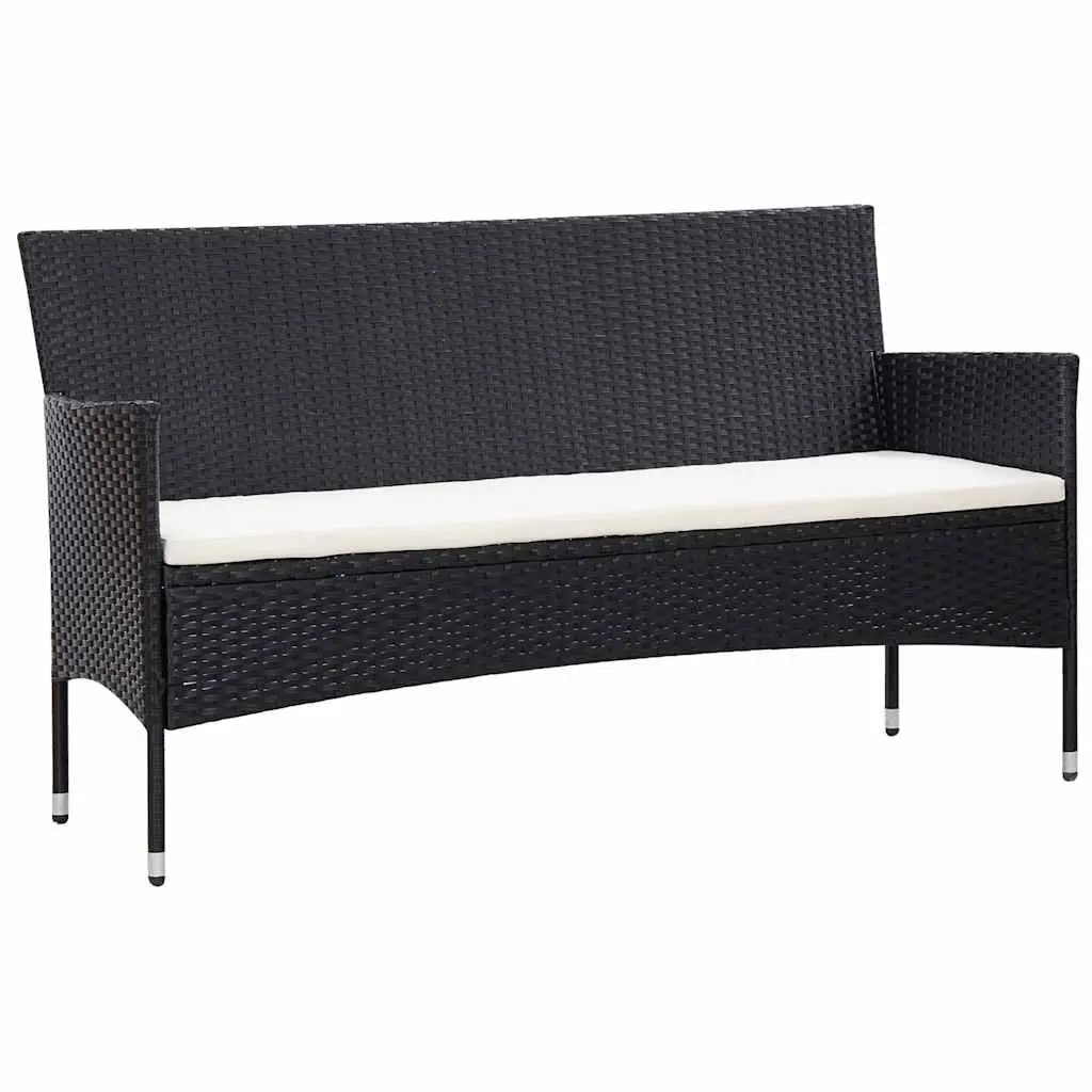 Outdoor Lounge Set Garden Furniture PE Rattan Sofa Table Cushions 4 Piece Black