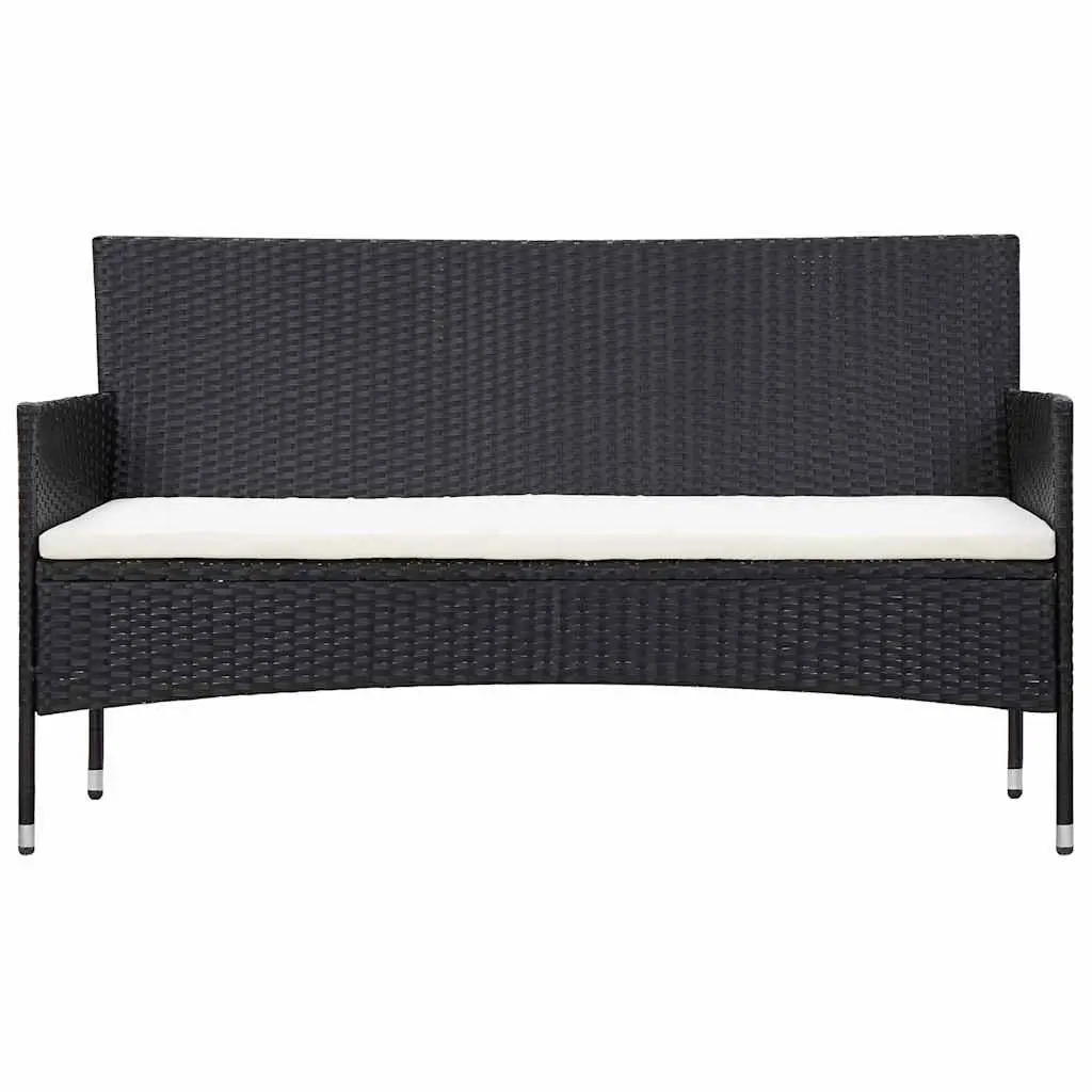Outdoor Lounge Set Garden Furniture PE Rattan Sofa Table Cushions 4 Piece Black