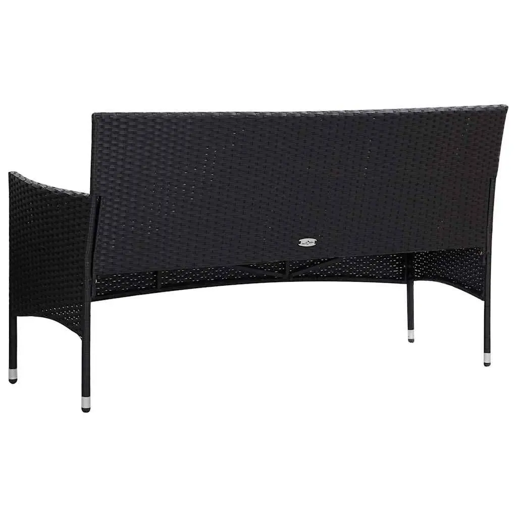 Outdoor Lounge Set Garden Furniture PE Rattan Sofa Table Cushions 4 Piece Black