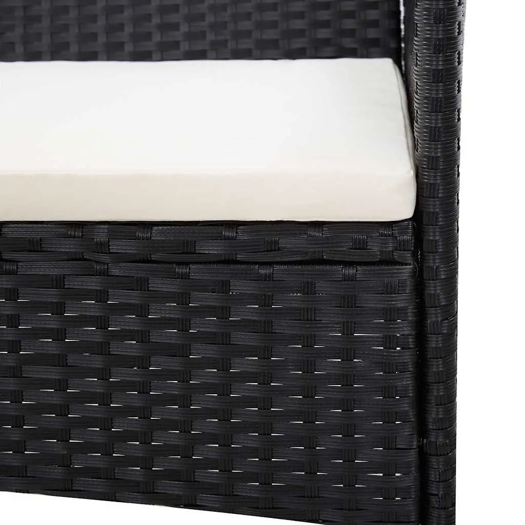 Outdoor Lounge Set Garden Furniture PE Rattan Sofa Table Cushions 4 Piece Black
