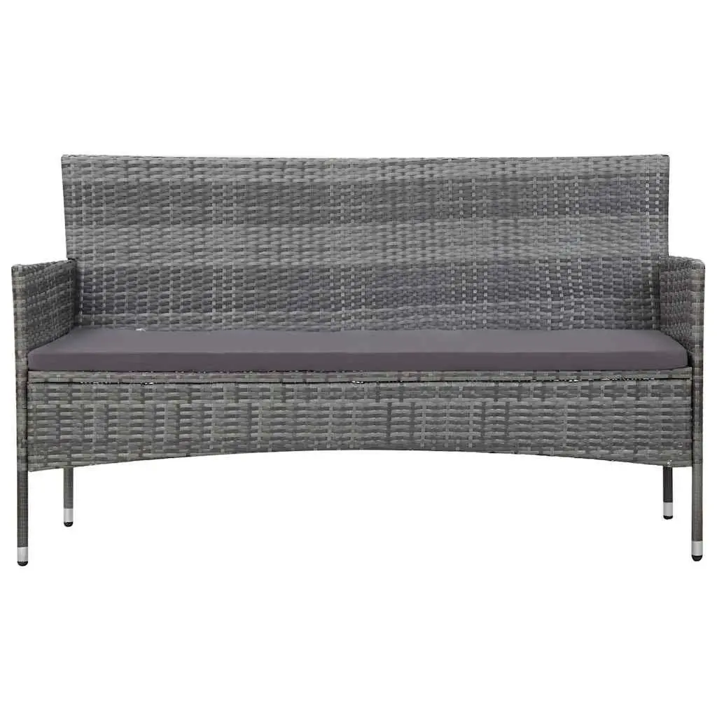 4 Piece Garden Lounge Set Outdoor Furniture Rattan Sofa Table Grey