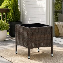 Reassuringly Practical Brown Rattan Garden Table