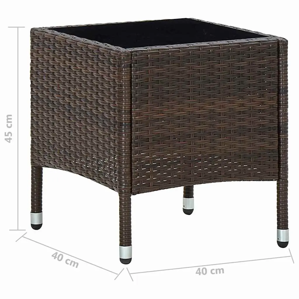 Garden Table Outdoor Patio Furniture Brown Rattan 40x40x45cm