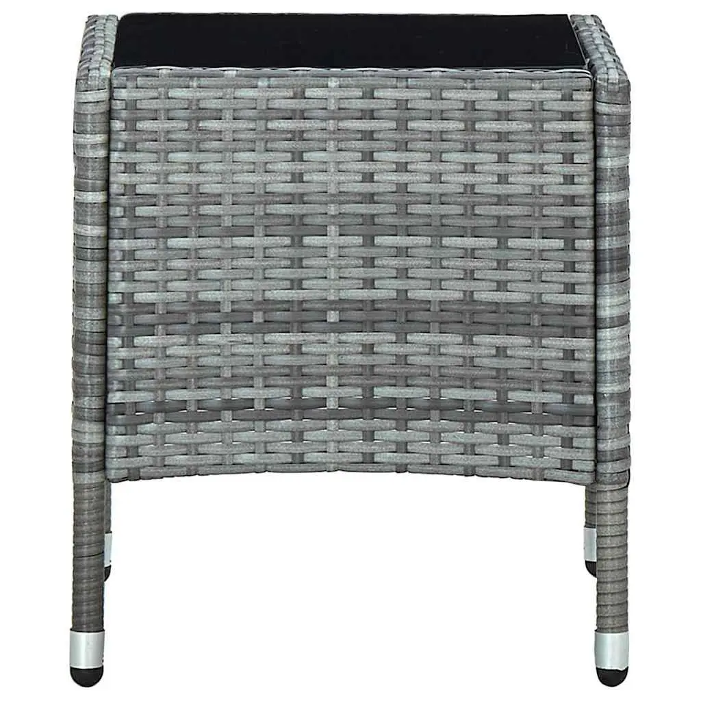 Garden Table Grey 40x40x45 cm Outdoor Living PE Rattan Steel Frame