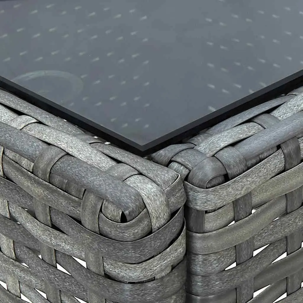 Garden Table Grey 40x40x45 cm Outdoor Living PE Rattan Steel Frame