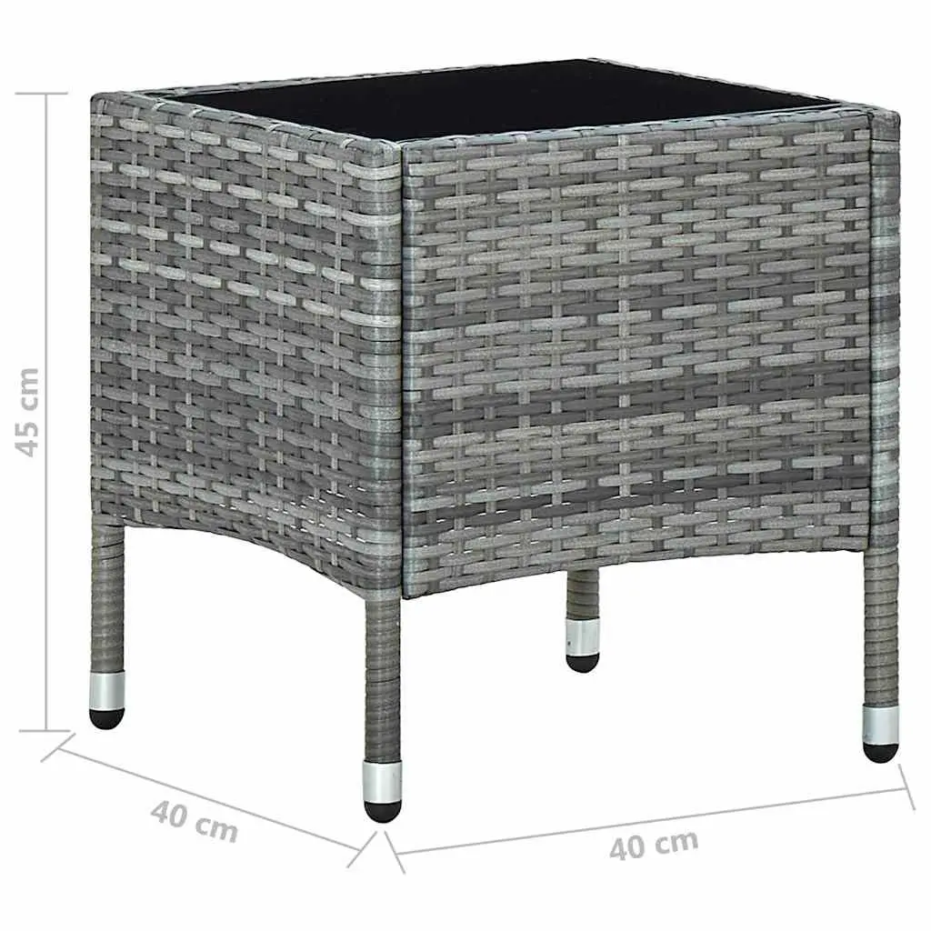 Garden Table Grey 40x40x45 cm Outdoor Living PE Rattan Steel Frame