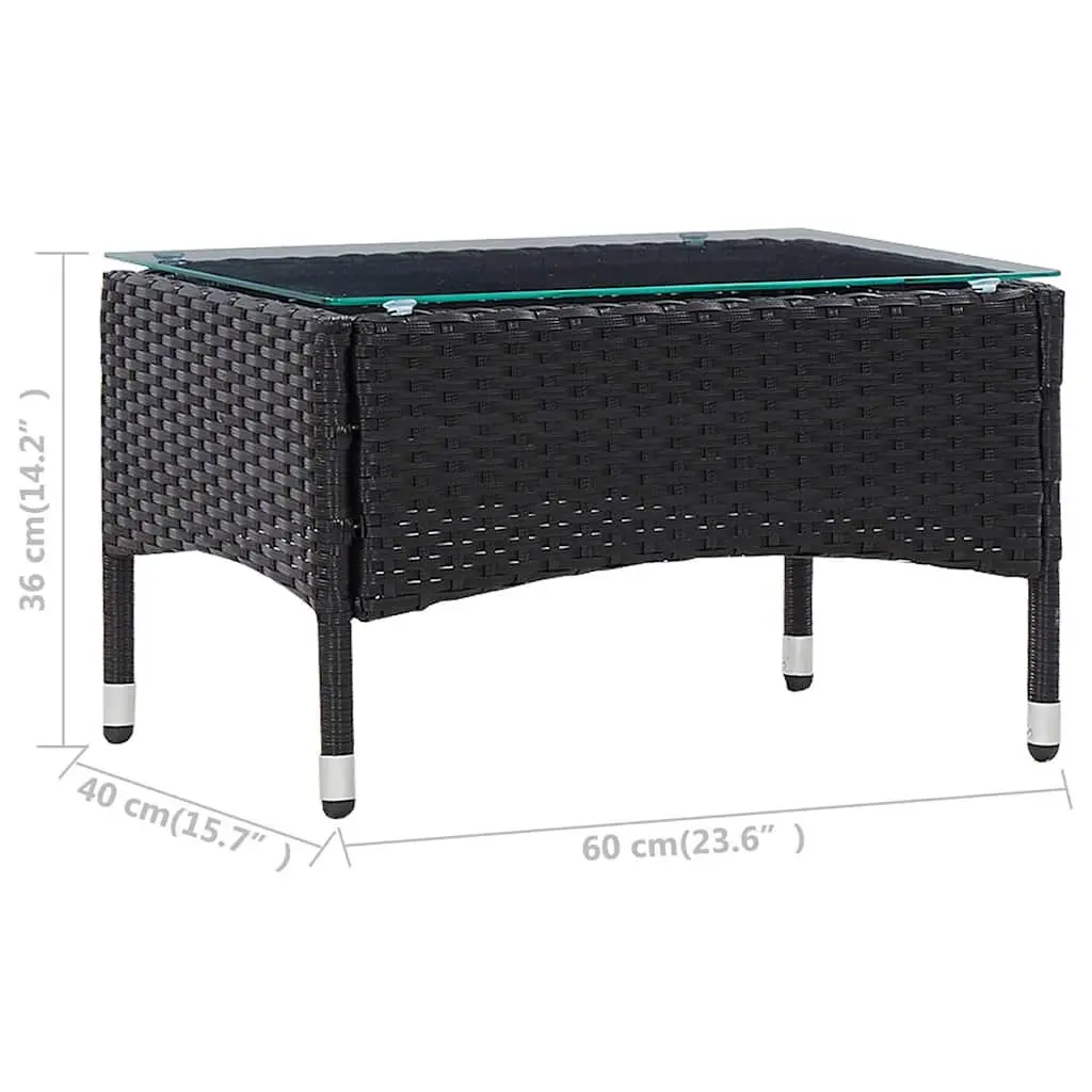 Outdoor Coffee Table Black Rattan Garden Furniture 60 x 40 x 36 cm