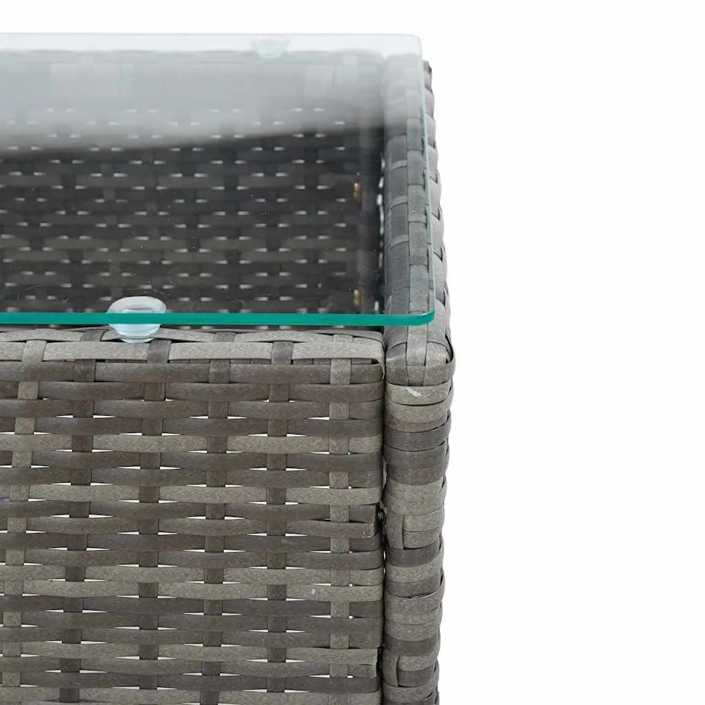 Outdoor Coffee Table Grey Poly Rattan Garden Side End Table Weather Resistant