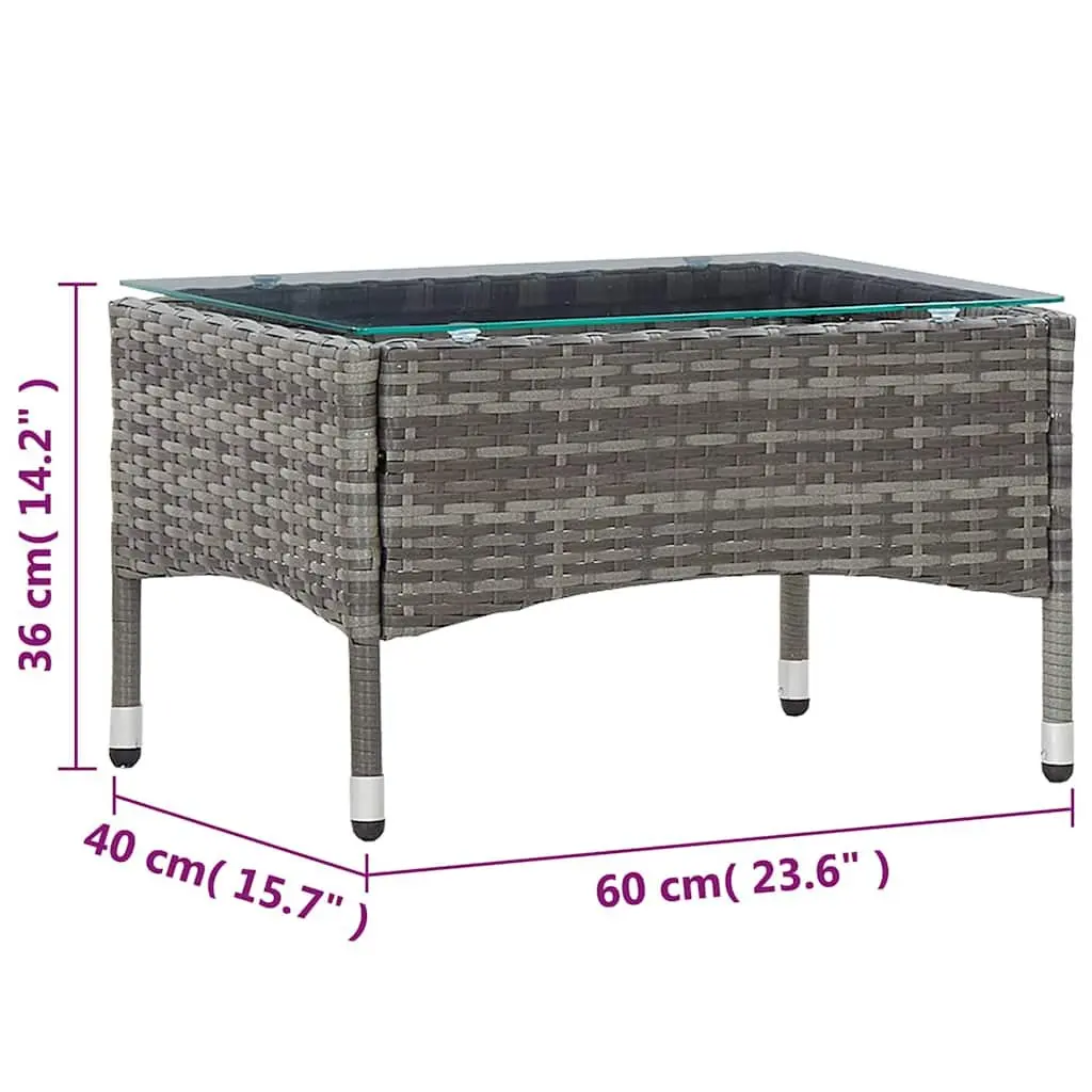 Outdoor Coffee Table Grey Poly Rattan Garden Side End Table Weather Resistant