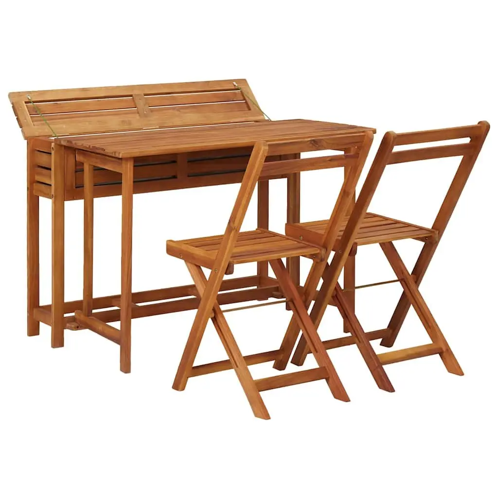 Outdoor Furniture Set with Planter Table and 2 Folding Bistro Chairs Brown