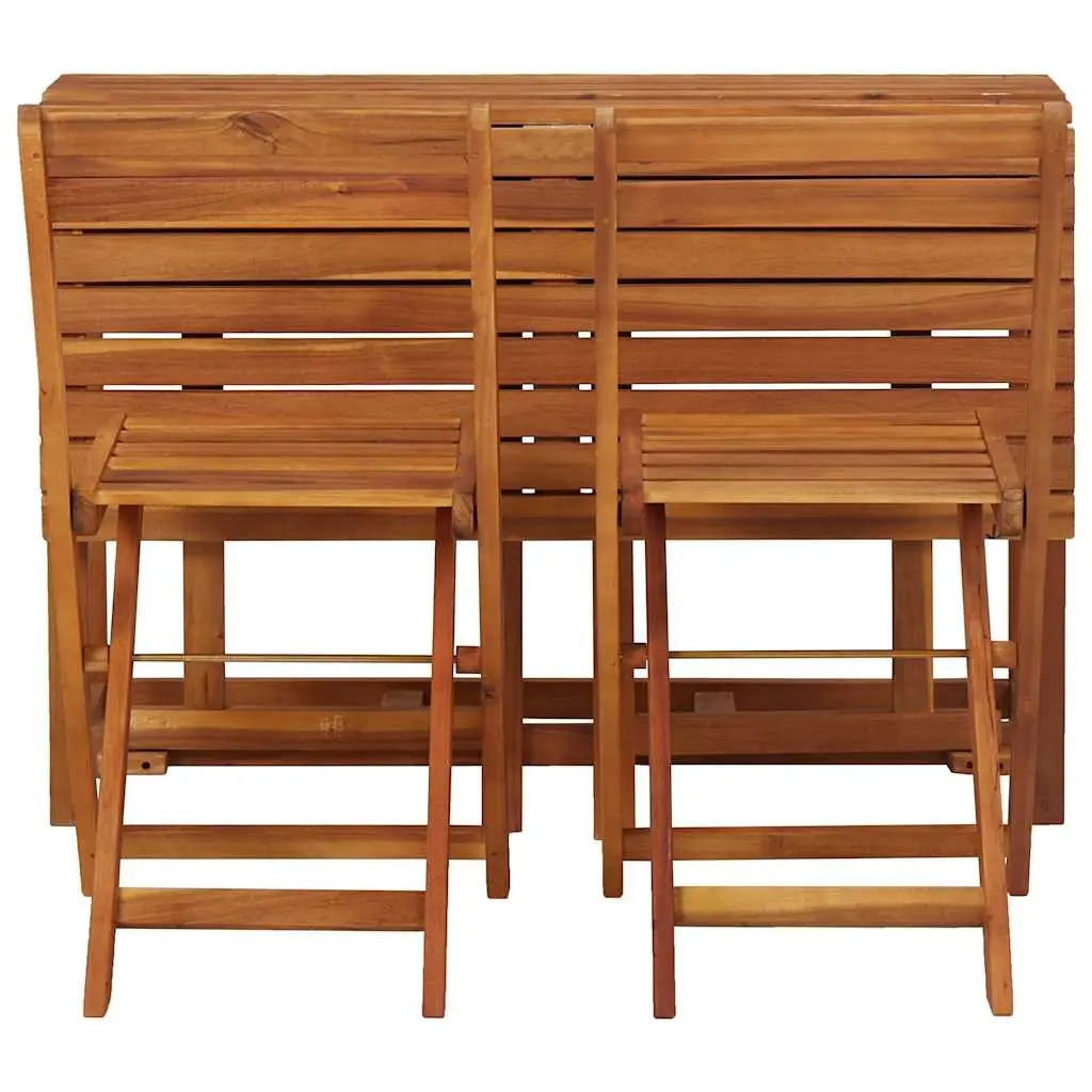 Outdoor Furniture Set with Planter Table and 2 Folding Bistro Chairs Brown