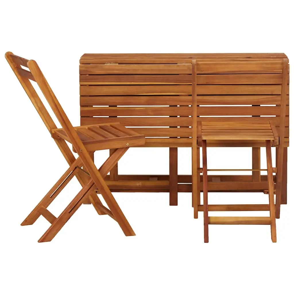 Outdoor Furniture Set with Planter Table and 2 Folding Bistro Chairs Brown