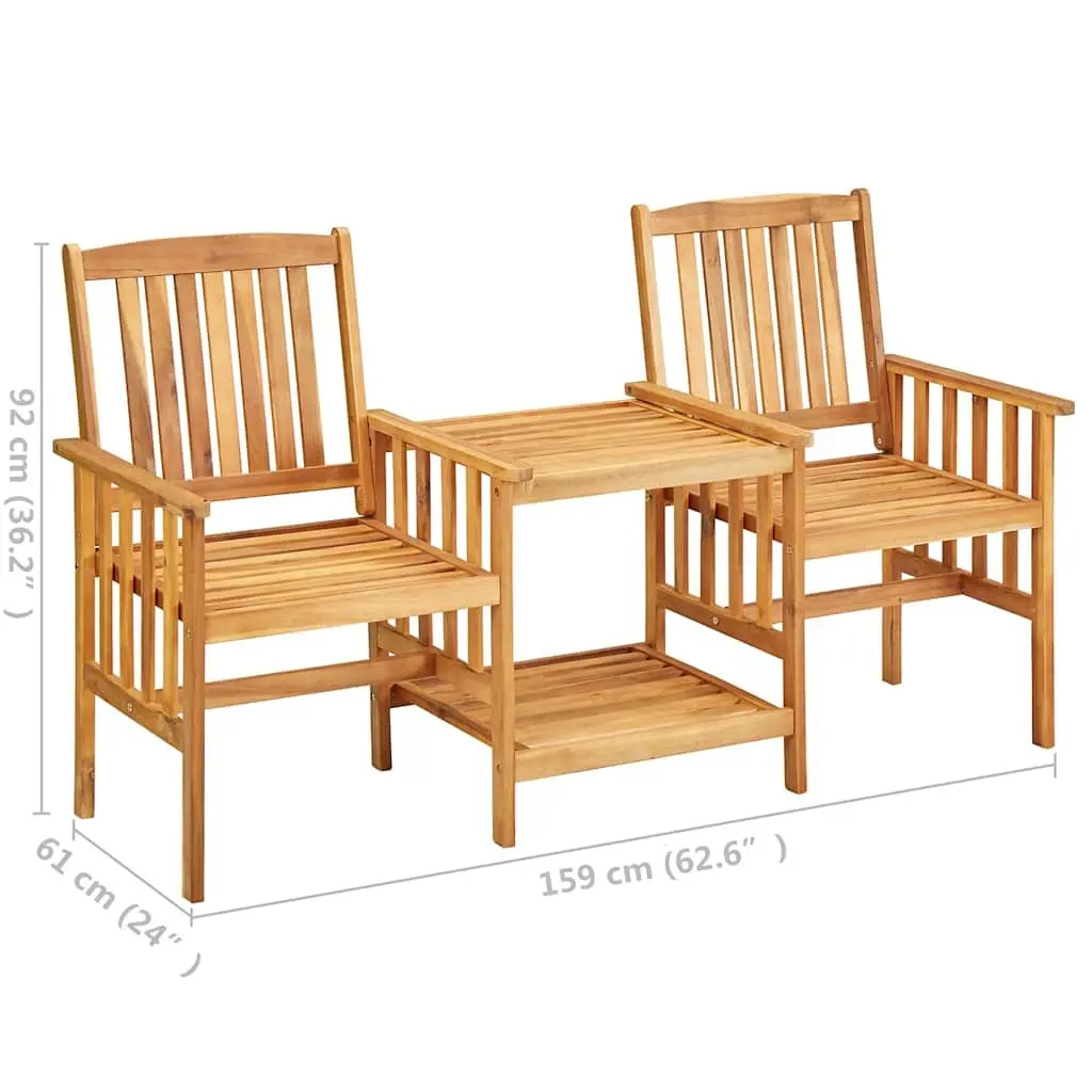 Bistro Set Outdoor Garden Furniture 2 Chairs Tea Table Brown