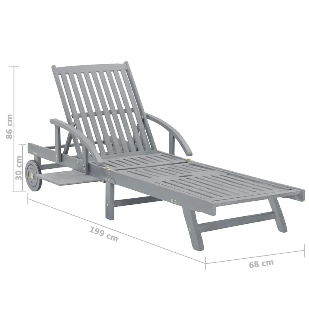 Adjustable Recliner Wooden Sun Lounger Grey Outdoor Garden Patio Chair