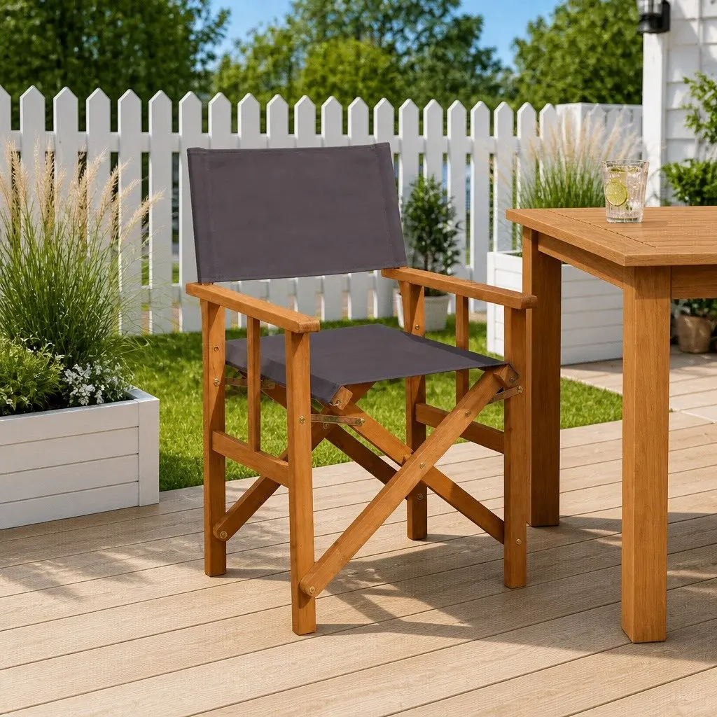 Folding Director's Chairs 2 Pack Outdoor Camping Beach Garden Brown