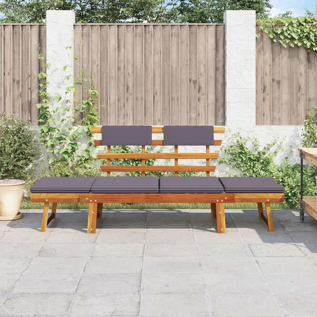 Outdoor Garden Daybed Bench 190cm Convertible Sun Lounger Brown