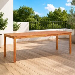 Solid Acacia Wood Garden Dining Table Outdoor Patio Furniture Brown 215x90x74cm