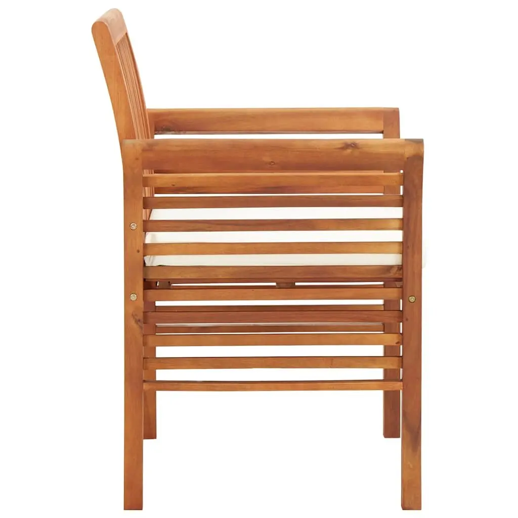 Outdoor Dining Chair Cushion Brown Acacia Wood Deep Seat
